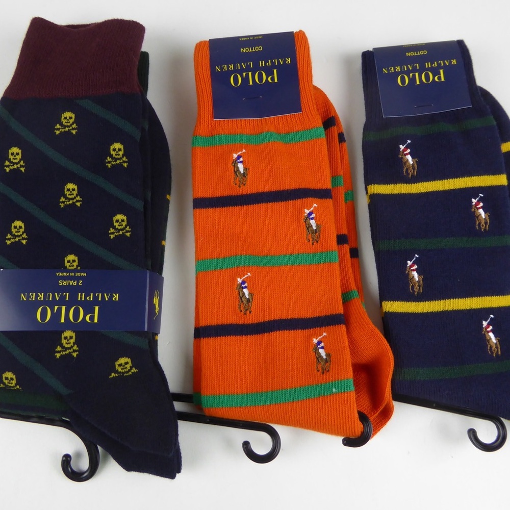 Polo Ralph Lauren Striped Skull & Pony Dress Socks